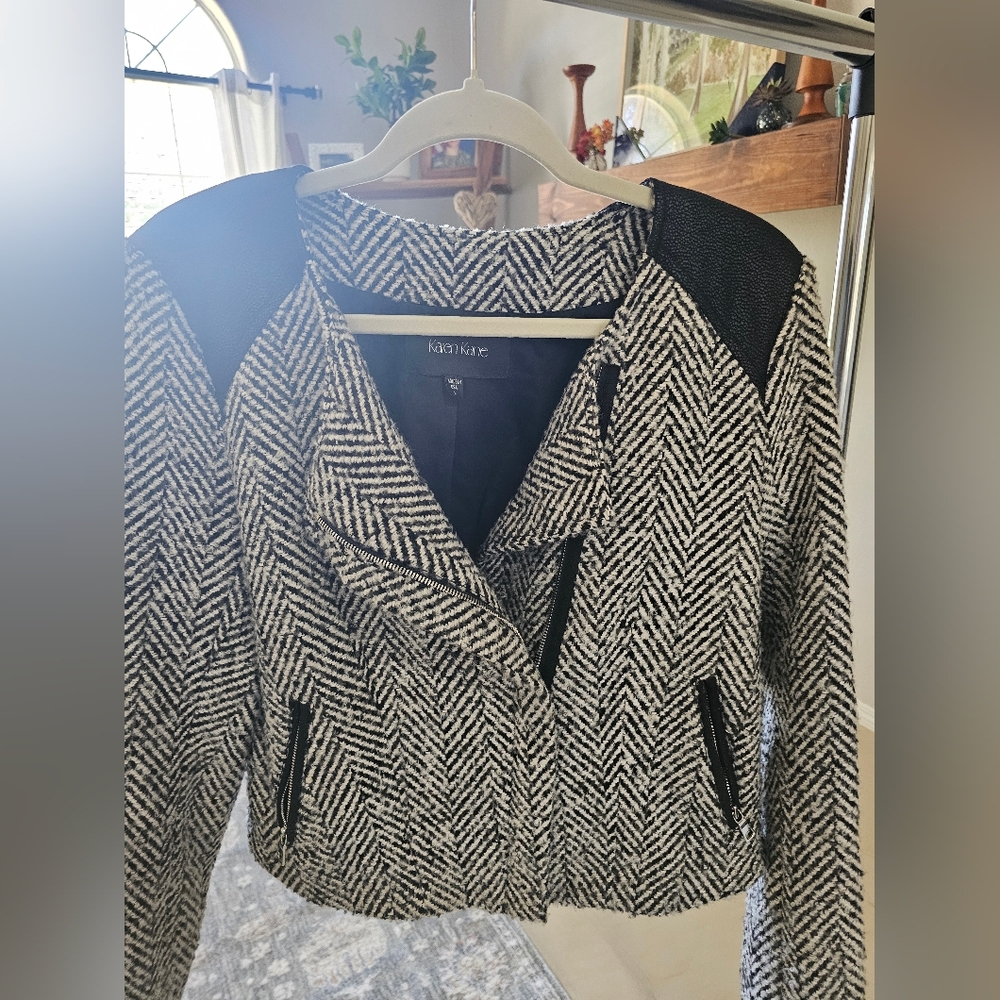 KAREN KANE TWEED MOTO STYLE JACKET SZ Large